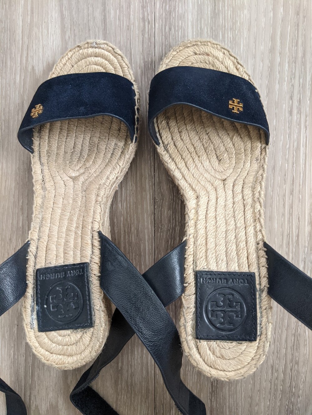 TORY BURCH Nevy blue Suede Espadrille Sandals with Jute Sole - Picture 6 of 12